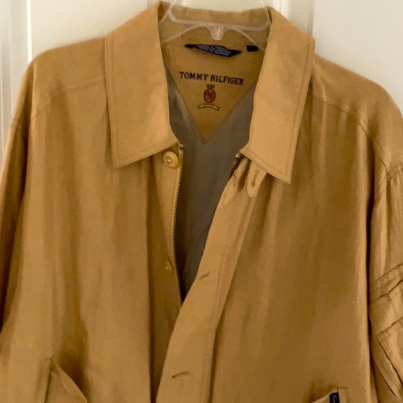 NWOT Tommy Hilfiger Men’s Linen Bomber Jacket. Caramel color. Size Large - Picture 1 of 16